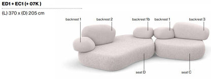 PEBBLE RUBBLE - Sectional modular sofa