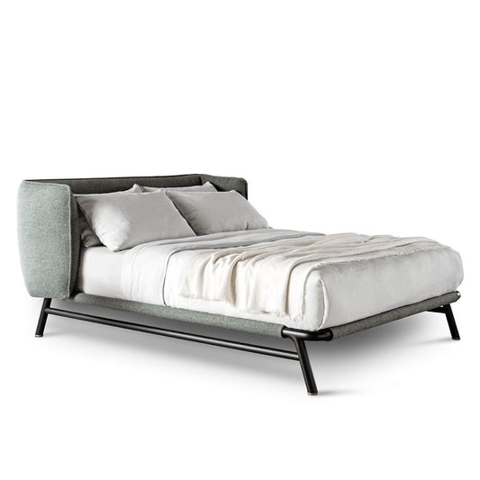 Edoardo Piping - Double Bed With Upholstered Headboard by Meridiani