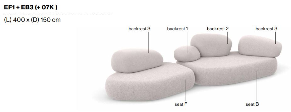 PEBBLE RUBBLE - Sectional modular sofa