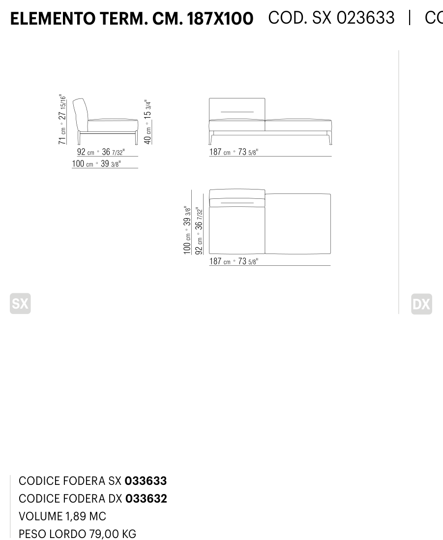 ADDA ELEMENTO TERM. CM. 187X100 도면 technical drawing