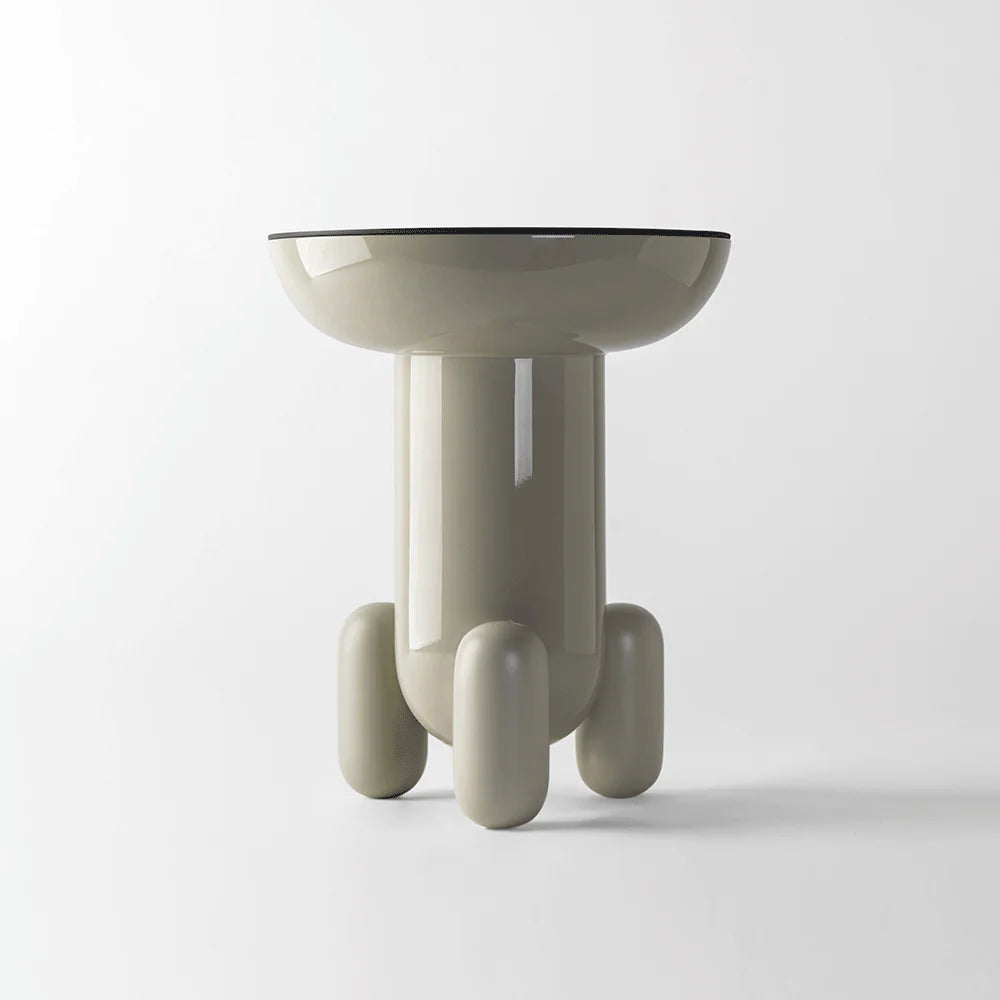 Round glass-fibre side table EXPLORER 1 by Bd Barcelona Design #Monocolor Light Grey