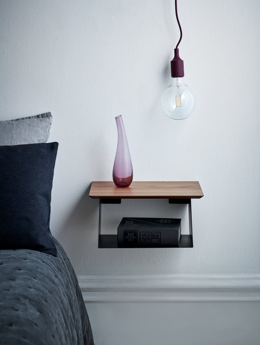 Edgy Wood shelf, black - walnut