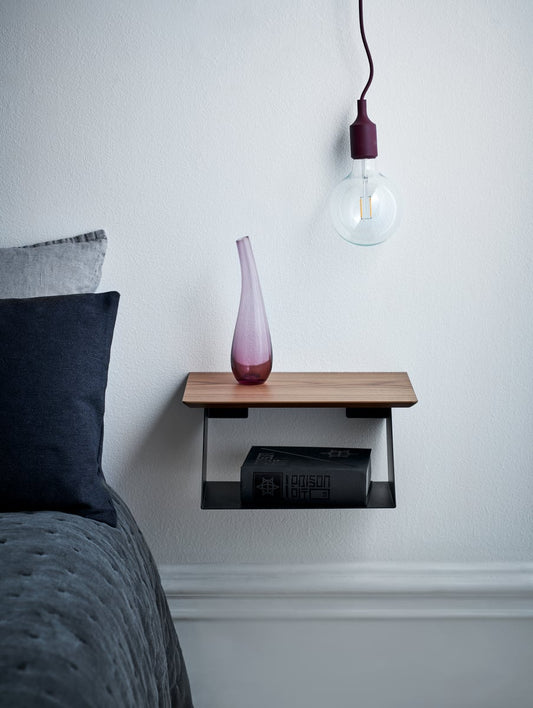 Edgy Wood shelf, black - walnut