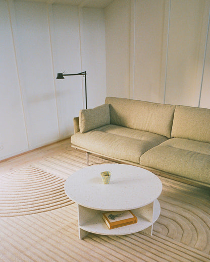 Halves coffee table, off-white terrazzo