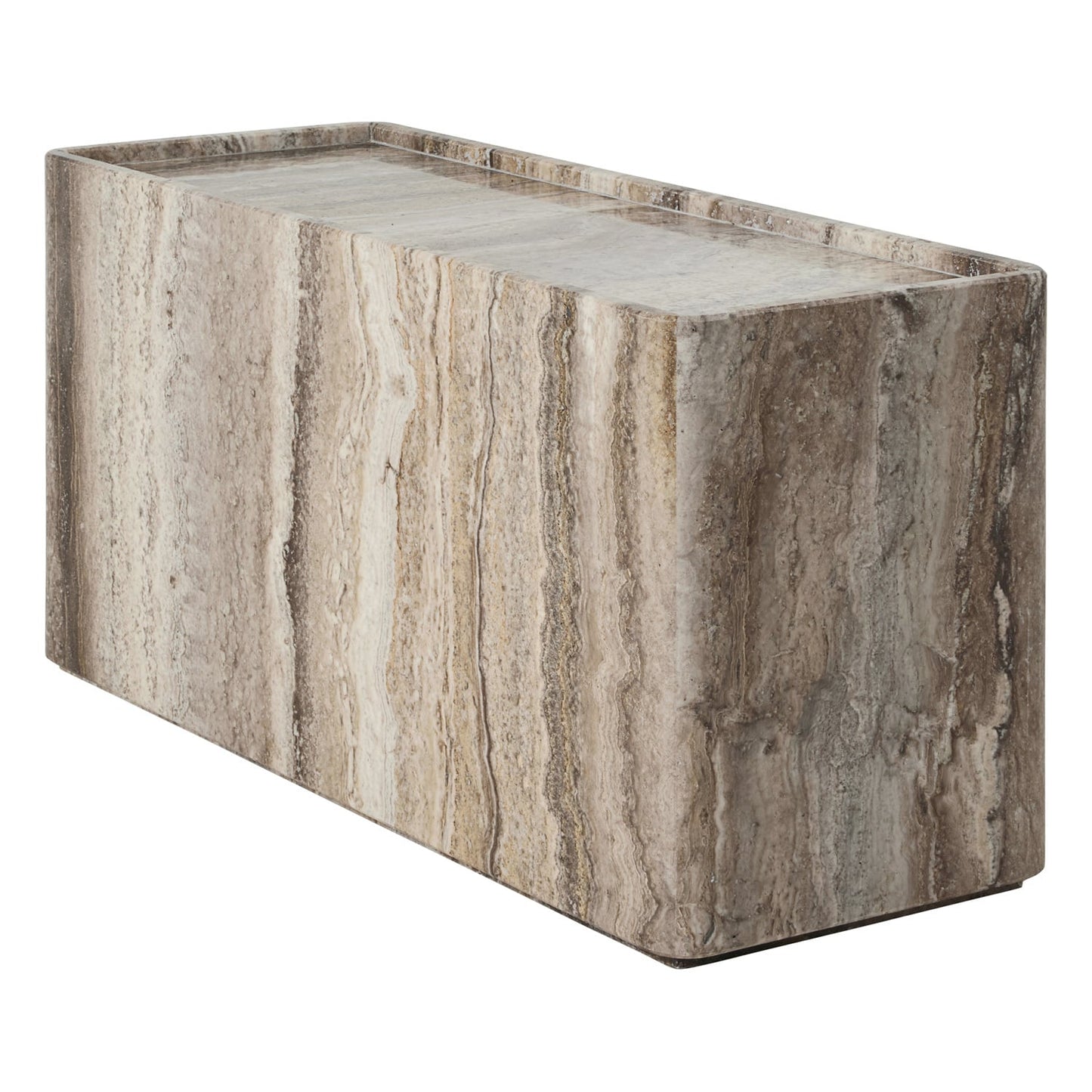 Pietra side table, 30 x 80 x 40 cm, sepia travertine