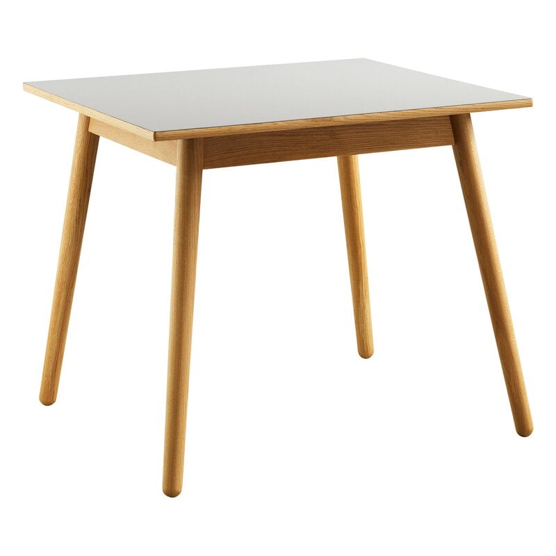C35A dining table by FDB Møbler #82 x 82 cm, oak - light grey linoleum #