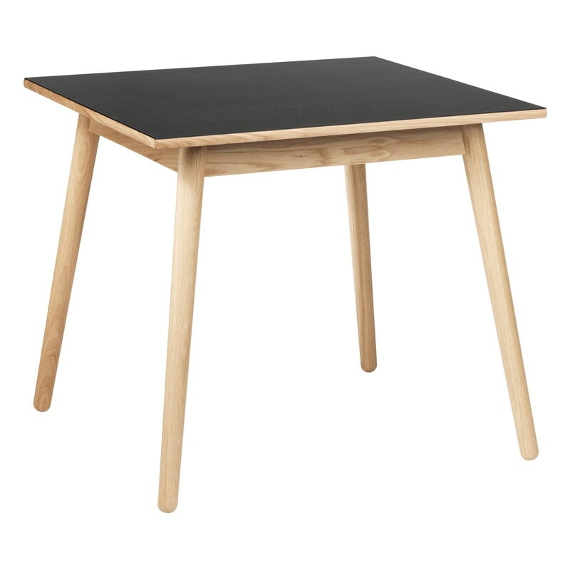 C35A dining table by FDB Møbler #82 x 82 cm, oak - black linoleum #