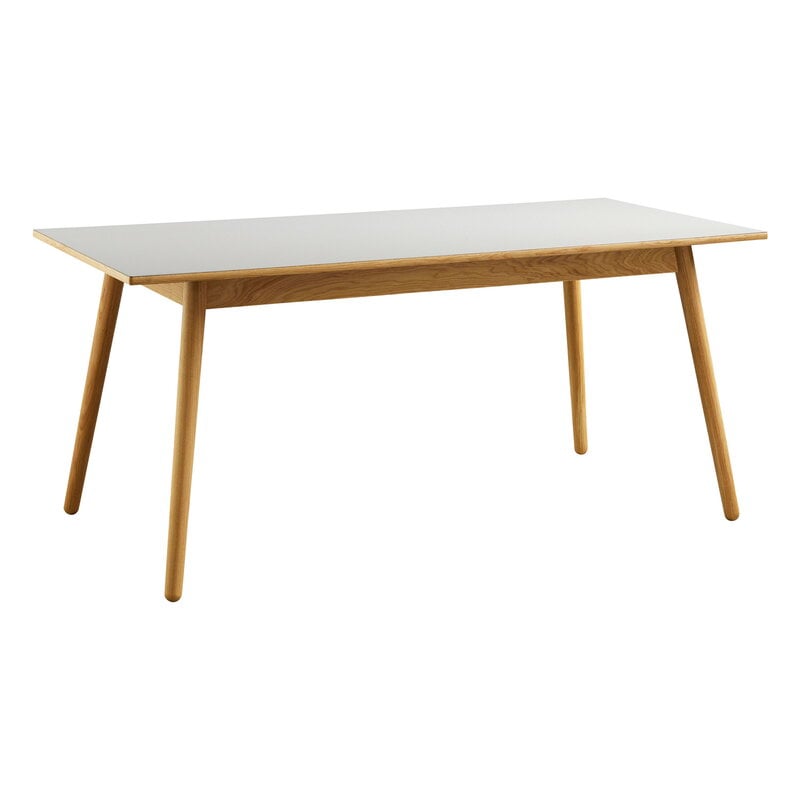 C35B dining table by FDB Møbler #160 x 82 cm, oak - light grey linoleum #