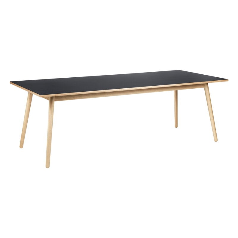 C35C dining table by FDB Møbler #220 x 95 cm, oak - black linoleum #