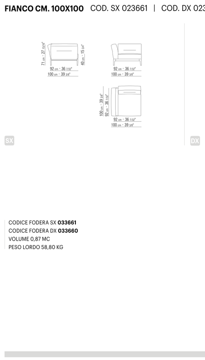 ADDA FIANCO CM. 100X100 도면 technical drawing