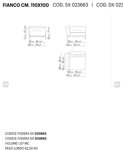 ADDA FIANCO CM. 110X100 도면 technical drawing