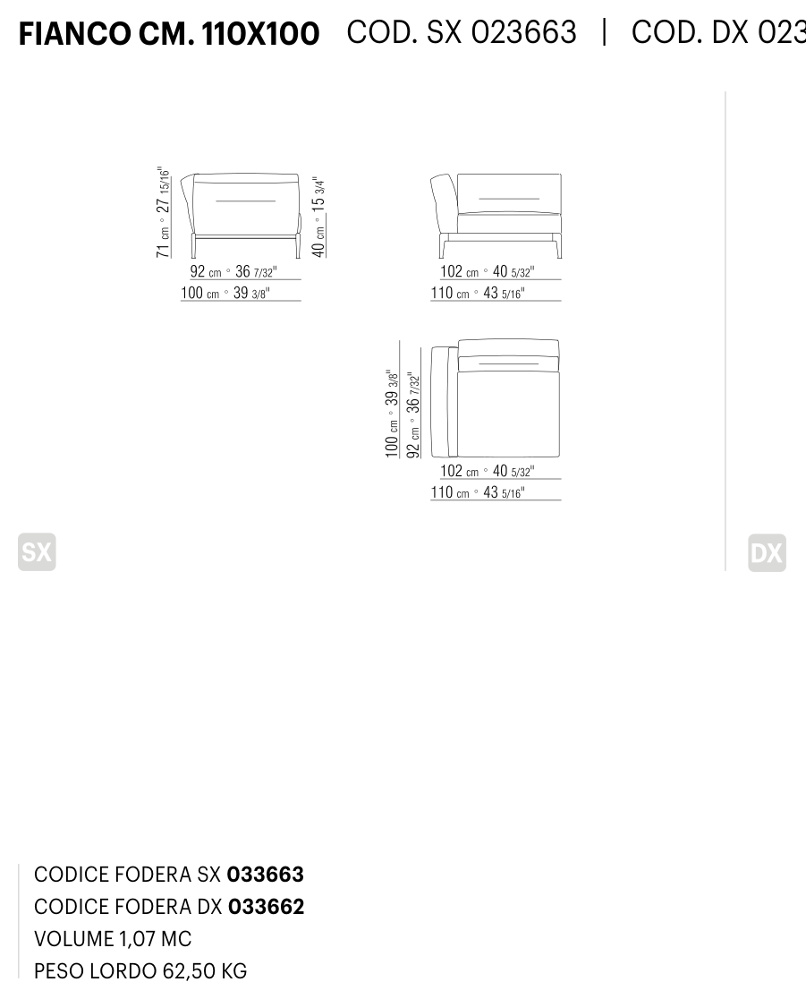 ADDA FIANCO CM. 110X100 도면 technical drawing