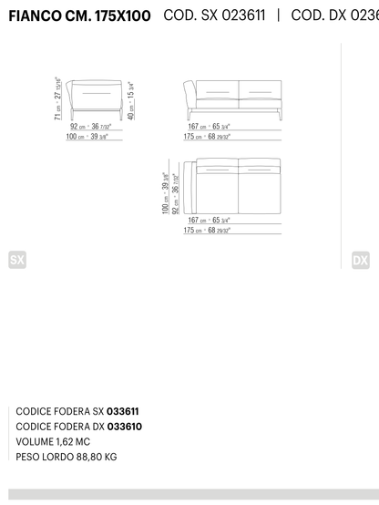 ADDA FIANCO CM. 175X100 도면 technical drawing
