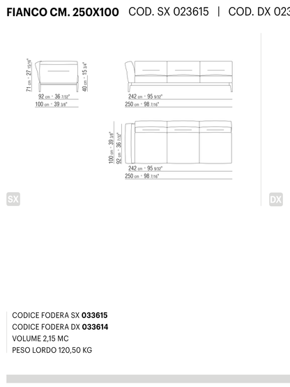 ADDA FIANCO CM. 250X100 도면 technical drawing
