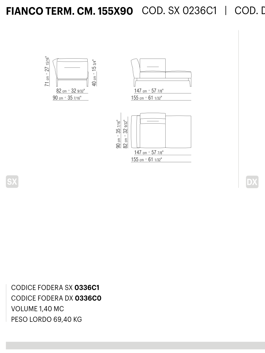 ADDA FIANCO TERM. CM. 155X90 도면 technical drawing