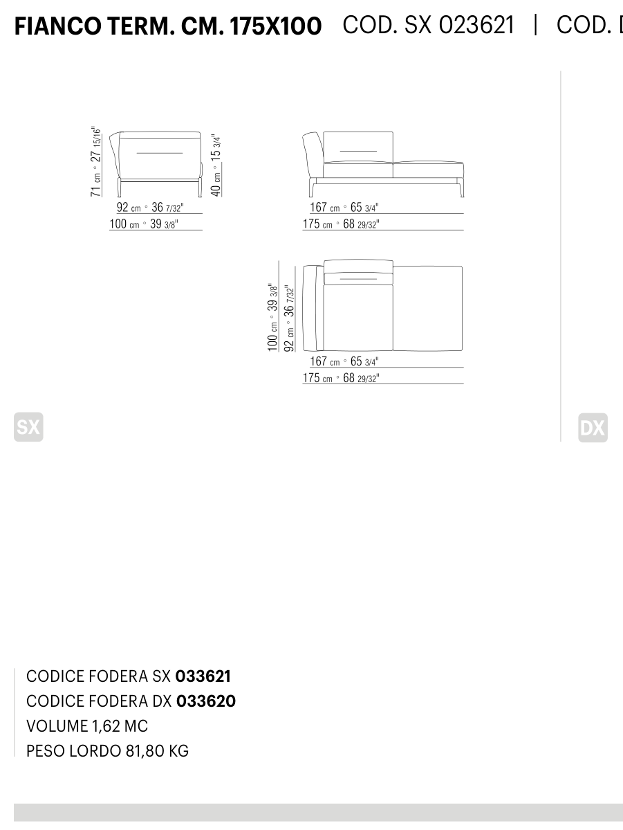ADDA FIANCO TERM. CM. 175X100 도면 technical drawing