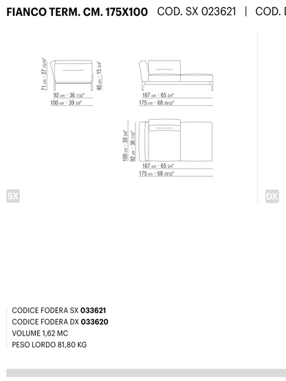 ADDA FIANCO TERM. CM. 175X100 도면 technical drawing