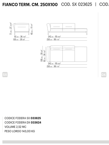 ADDA FIANCO TERM. CM. 250X100 도면 technical drawing
