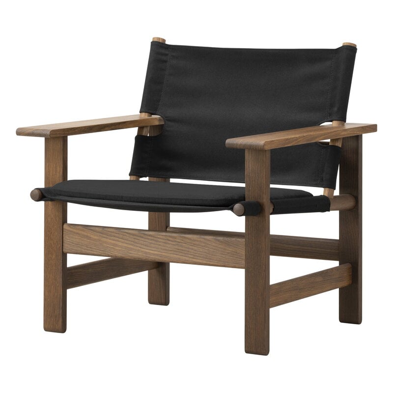 Canvas chair w. seat cushion by Fredericia #oiled smoked oak - black canvas #