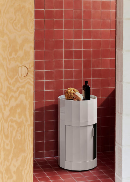 Facet cabinet incl. feet and castors, high, misty grey