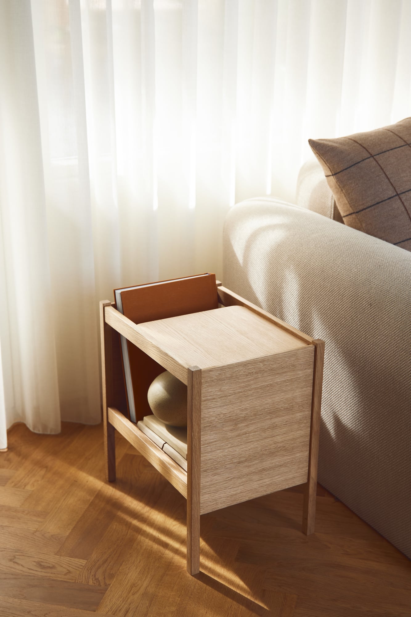 Journal side table, oiled oak