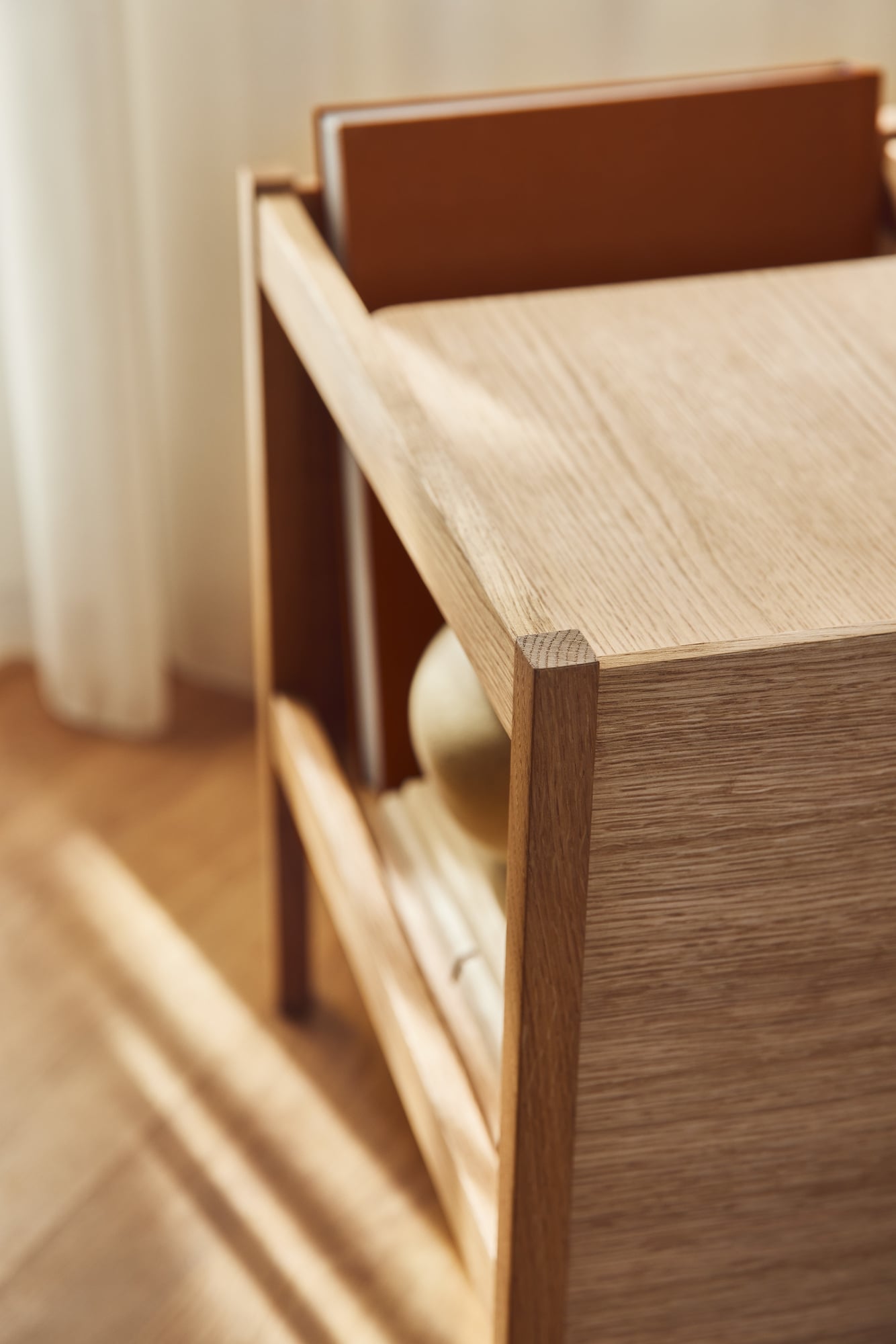 Journal side table, oiled oak