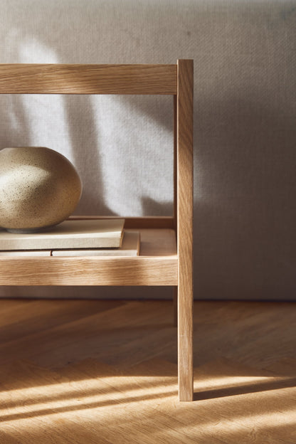 Journal side table, oiled oak
