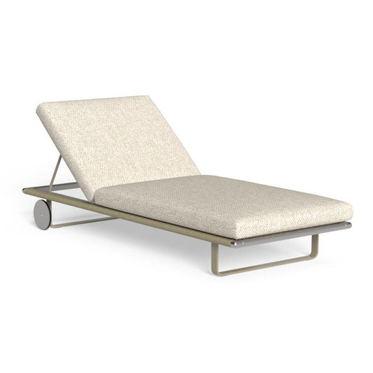 GEORGE - Recliner fabric sun lounger with castors