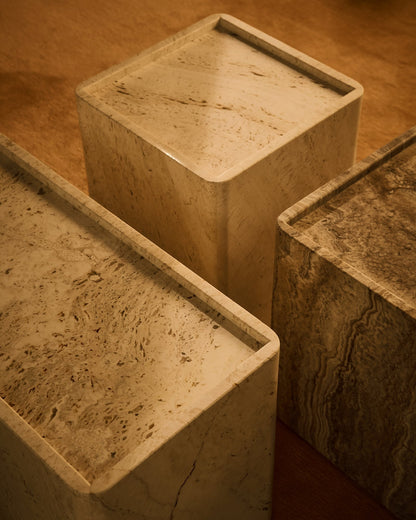 Pietra side table, 30 x 80 x 40 cm, neutral white travertine