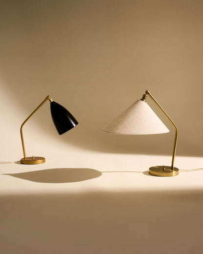 Gräshoppa table lamp, brass - canvas