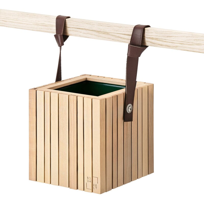 GrowOn planter with leather straps by Squarely Copenhagen #oiled ash - brown leather #