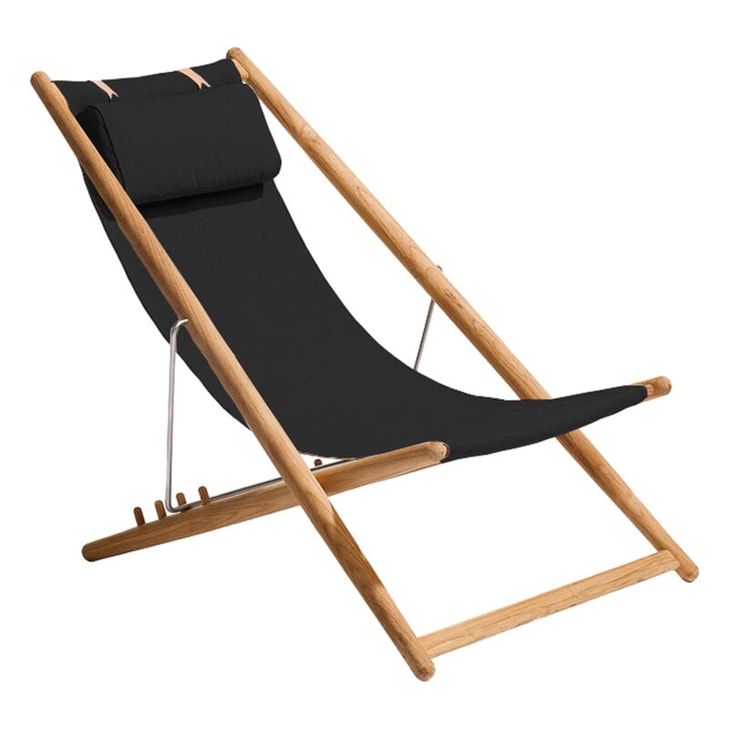 H55 easy chair by Skargaarden #teak - black Agora #