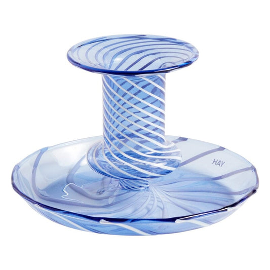 Flare Stripe candleholder by HAY #light blue - white #