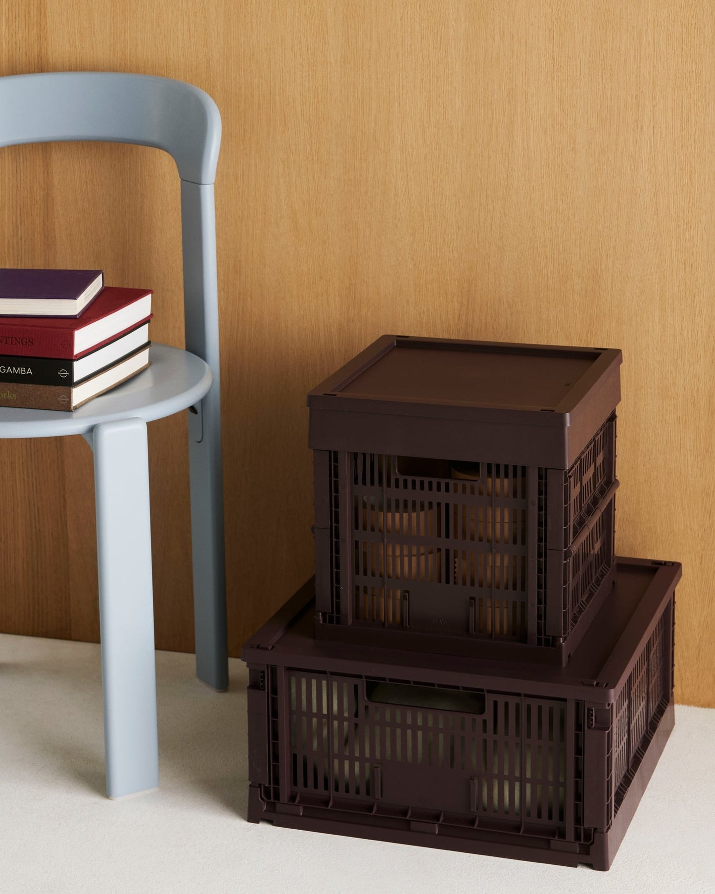 Colour Crate, Cube, recycled plastic, bordeaux