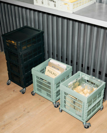 Colour Crate, Cube, recycled plastic, sage green