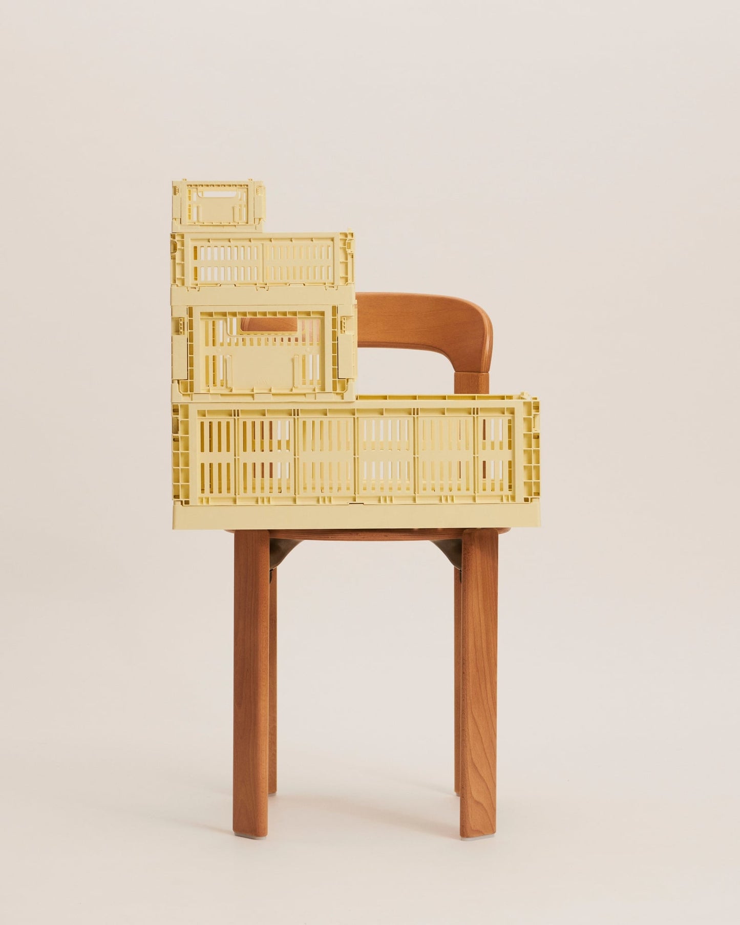 Colour Crate, M, recycled plastic, light yellow
