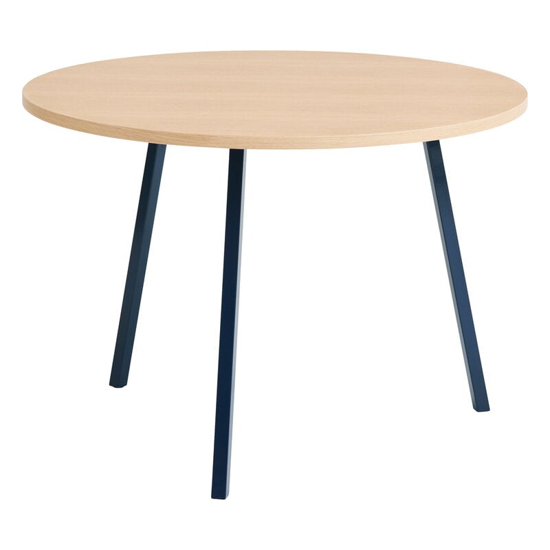 Loop Stand round table by HAY #105 cm, deep blue - lacquered oak #