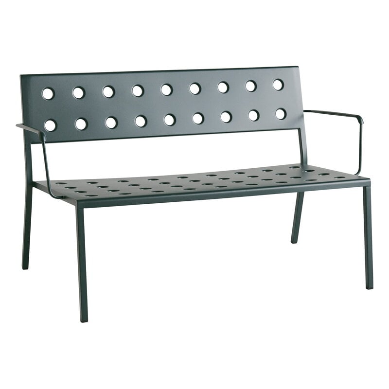 Balcony Lounge bench w. armrest by HAY #121,5 x 69 cm, dark forest #