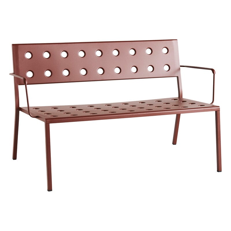 Balcony Lounge bench w. armrest by HAY #121,5 x 69 cm, iron red #