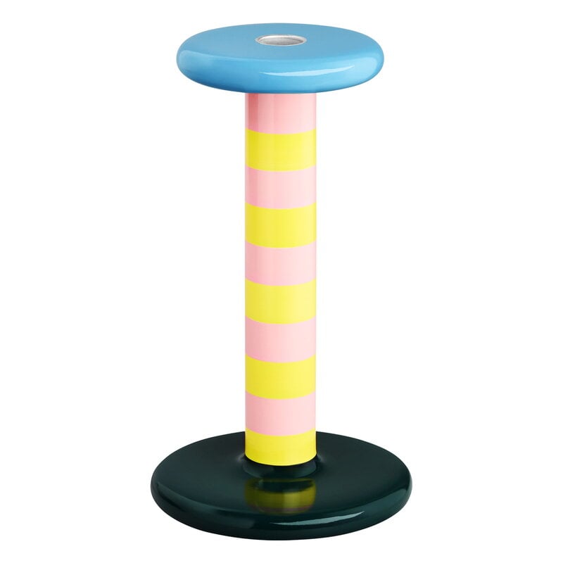 Pesa candle holder by Hem #high, pink - sulfur yellow stripe #