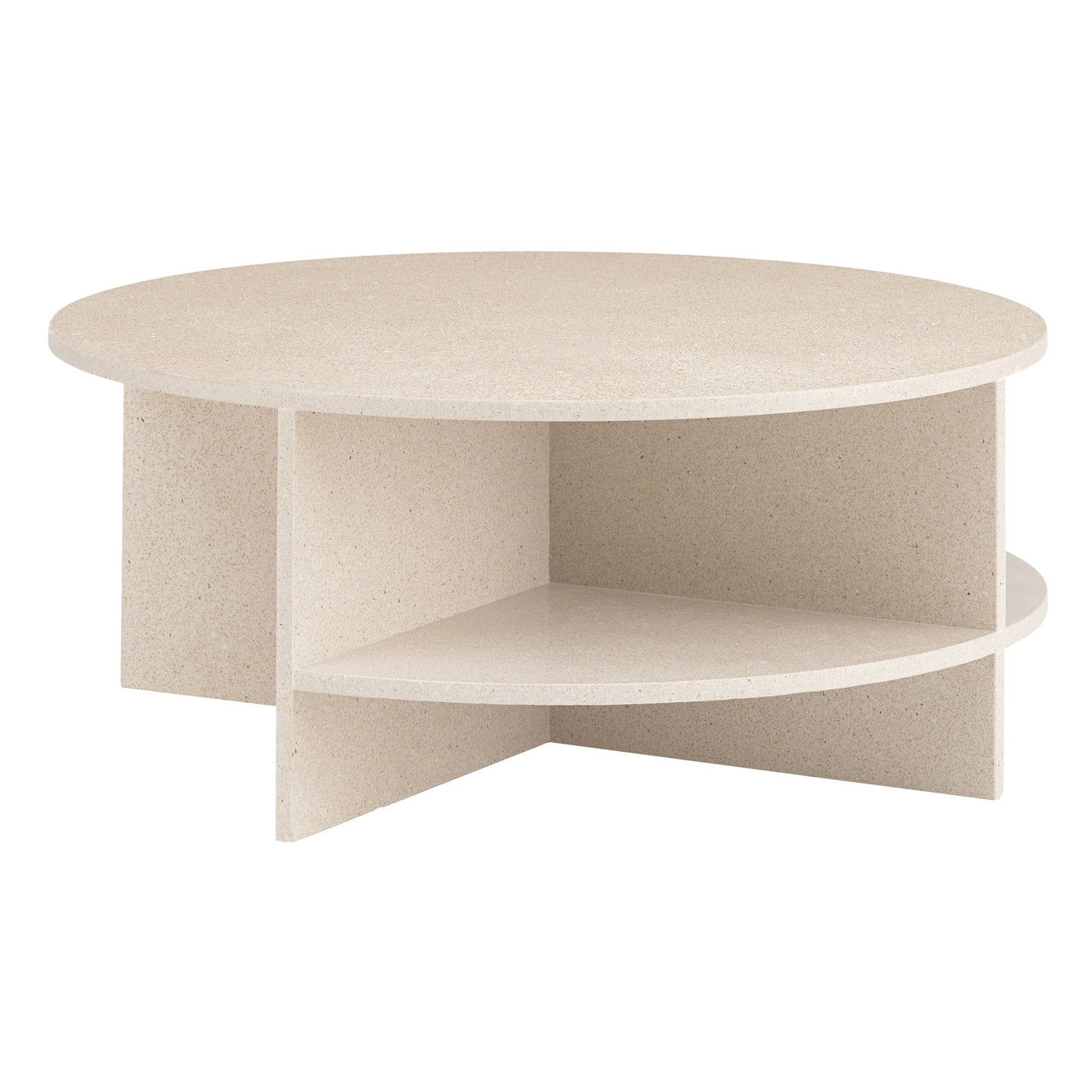Halves coffee table, light taupe terrazzo