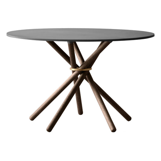 Hector dining table, 120 cm, dark concrete - dark oak