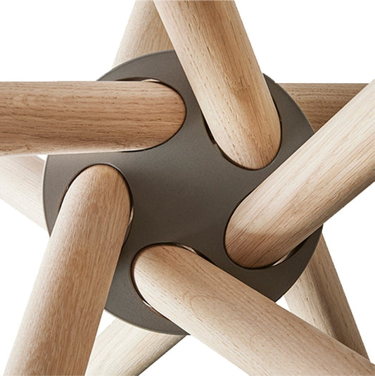 Hector dining table, 105 cm, light concrete - light oak