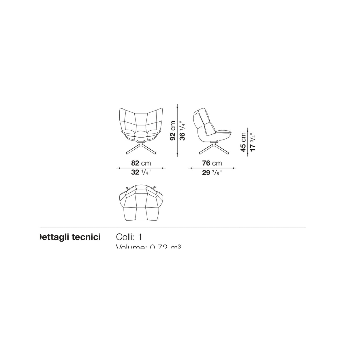Husk H2M Armchair With Snug Sides (Metal Base) - B&B Italia