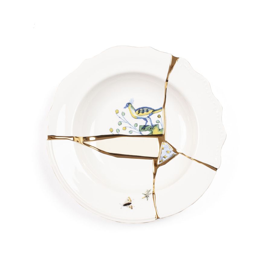 Porcelain and gold plated Soup plate Kintsugi by Seletti #No.1