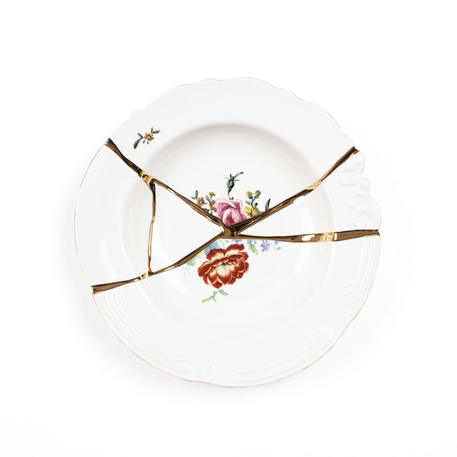 Porcelain and gold plated Soup plate Kintsugi by Seletti #No.2