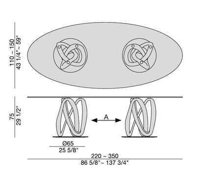 INFINITY - Elliptical Table with 2 Base (Glass)