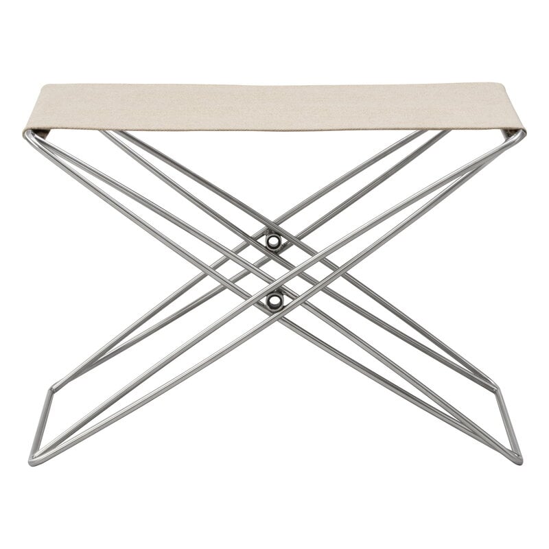JG folding stool by Fredericia #brushed steel - natural canvas #
