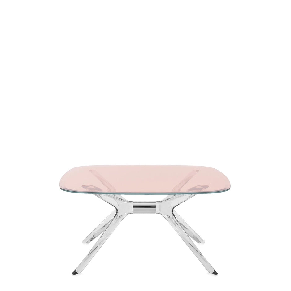 Blast Square Coffee Table by Kartell #PINK / CRYSTAL CHROME DETAIL