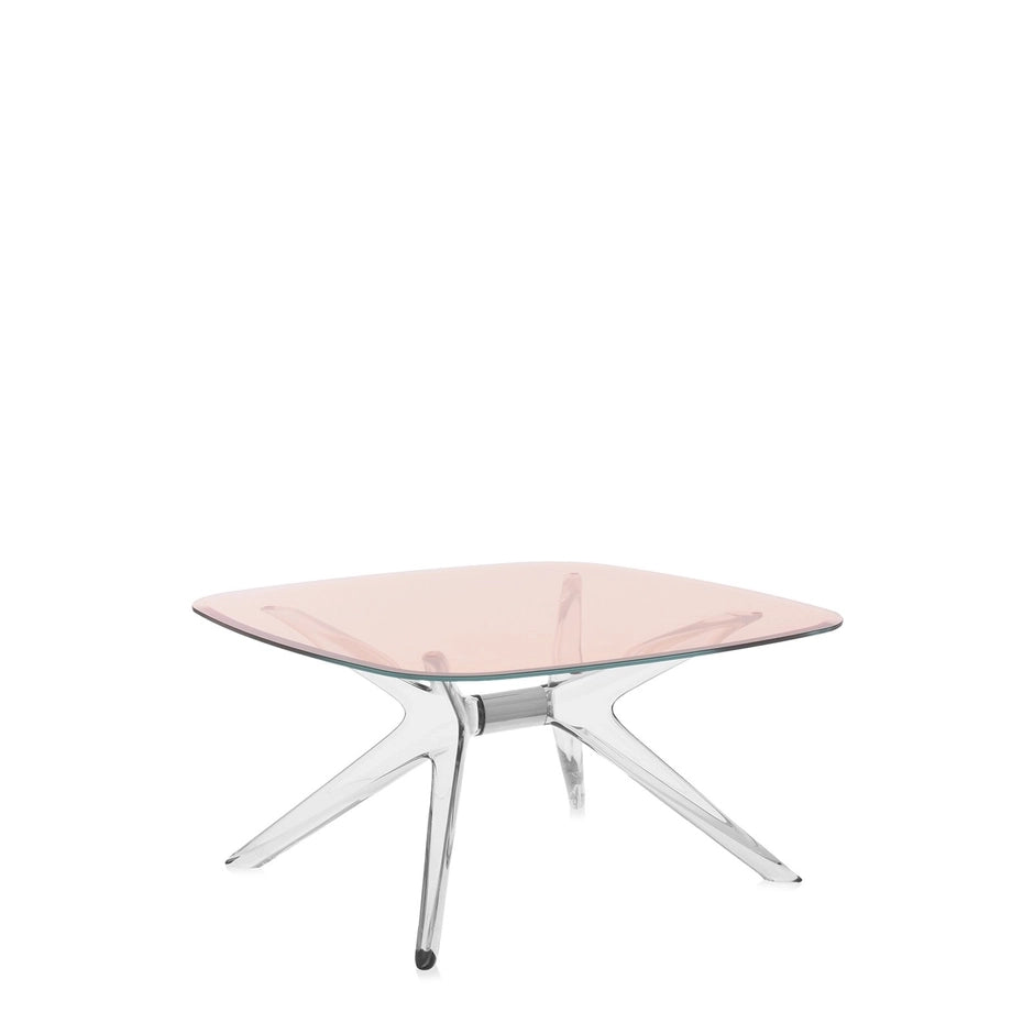 Blast Square Coffee Table by Kartell #PINK / CRYSTAL CHROME DETAIL